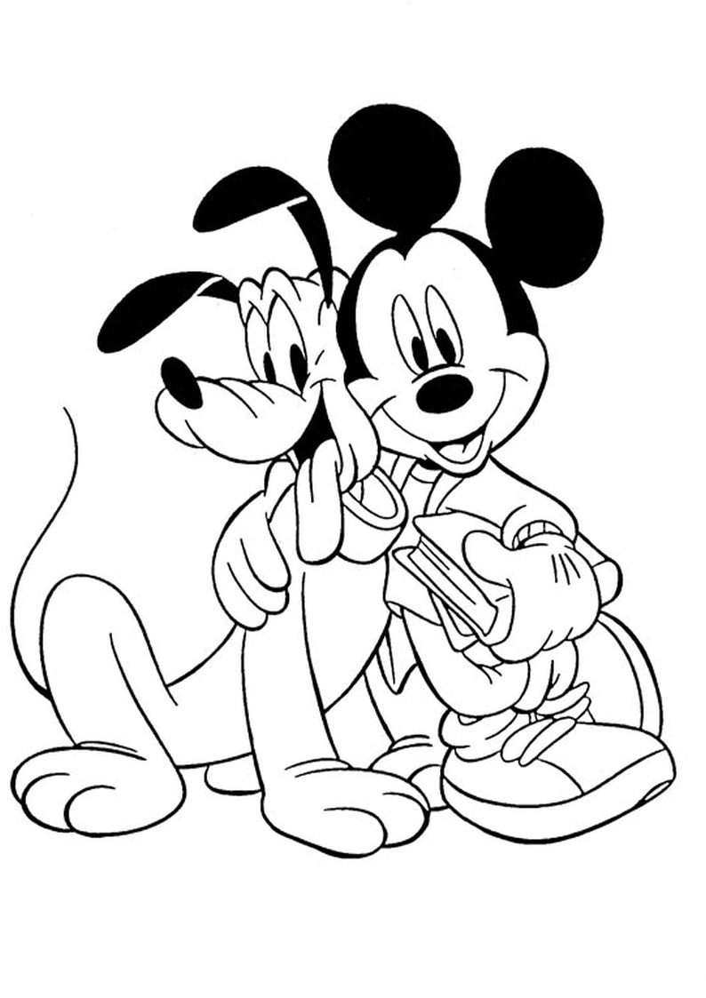 kolorowanka Myszka Miki i Pluto, malowanka do wydruku dla dzieci nr 5